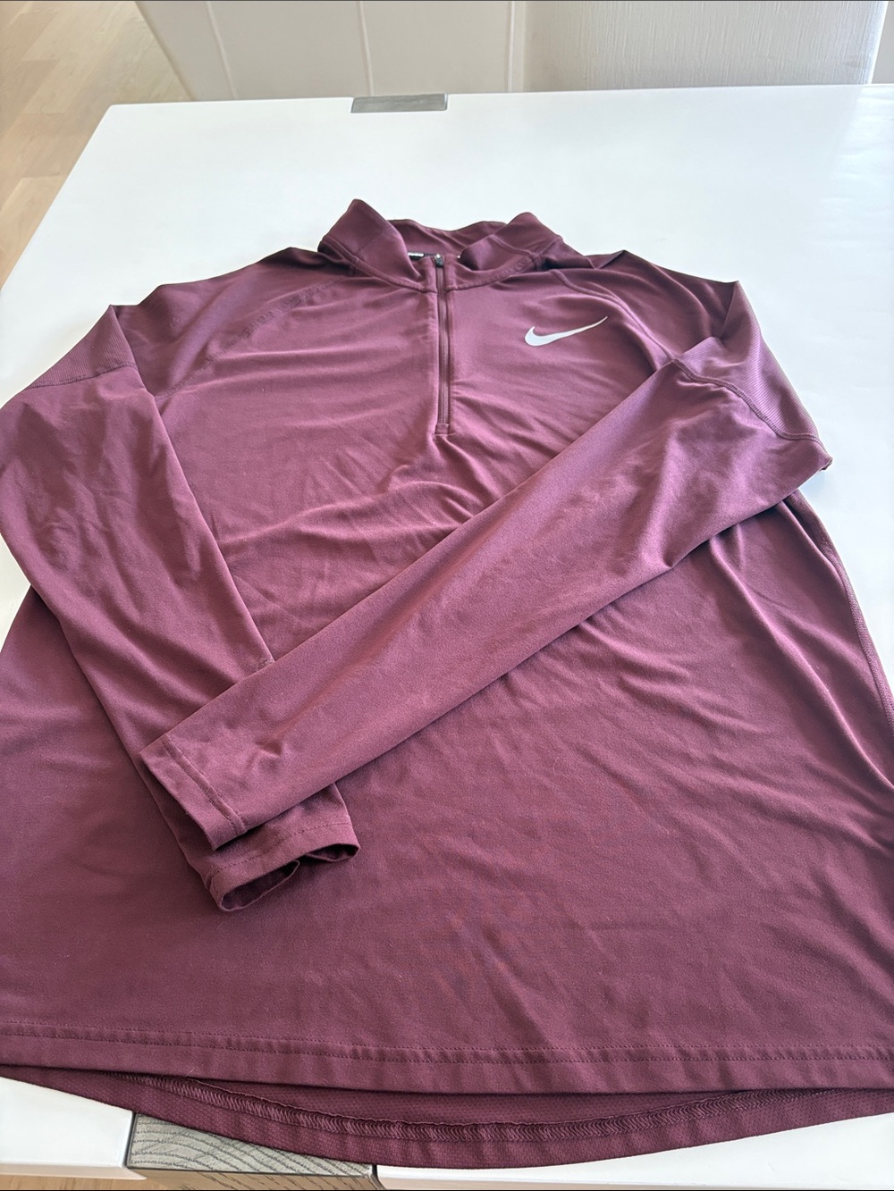 Nike Quarter-Zip Pullover - Maroon with White Swoosh